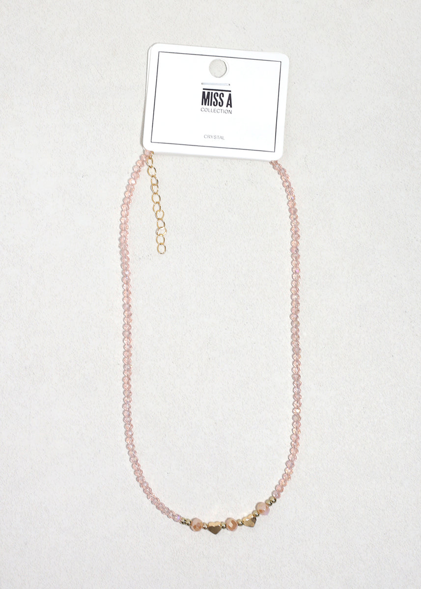 Blush Heart Glow Beaded Necklace